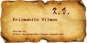 Krizmanits Vilmos névjegykártya